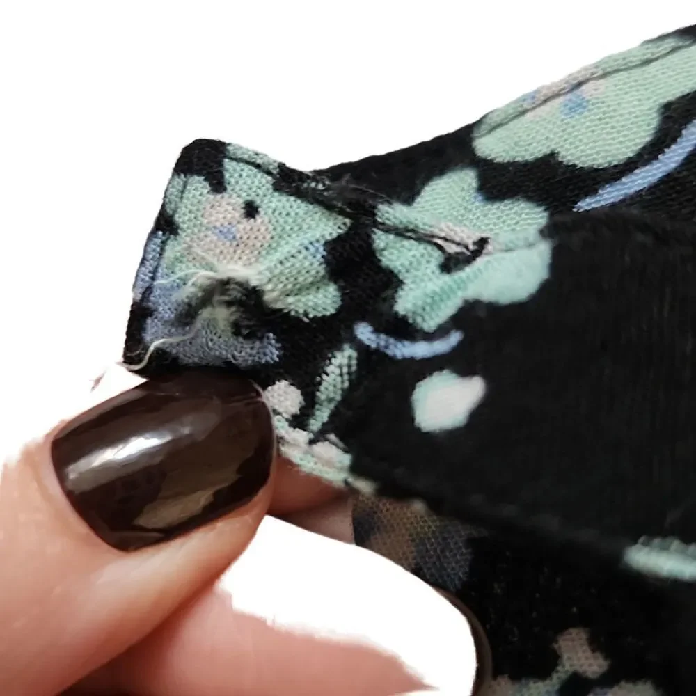 Justice Girls Size 18 Black Blue Floral Ruffle Sleeve Blouse